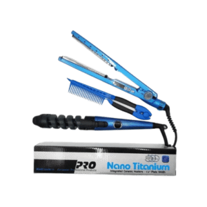 Combo nano titanio plancha, peine y rizador